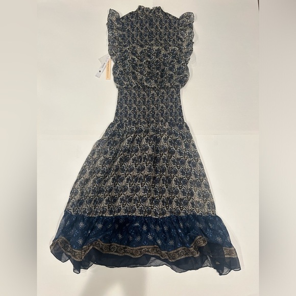 Aqua Bloomingdale’s Dress Ruffle Floral Pattern Small - Picture 2 of 14